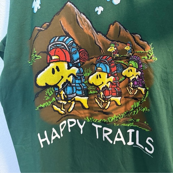 VINTAGE Peanuts Snoopy Happy Trails Woodstock hiking Graphic T-Shirt xL - Picture 10 of 14